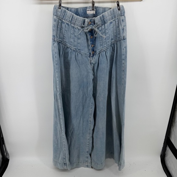 We The Free Denim - We The Free Forget Me Knot Pull On Wide Leg Jeans Light Wash Blue OB1910731 L